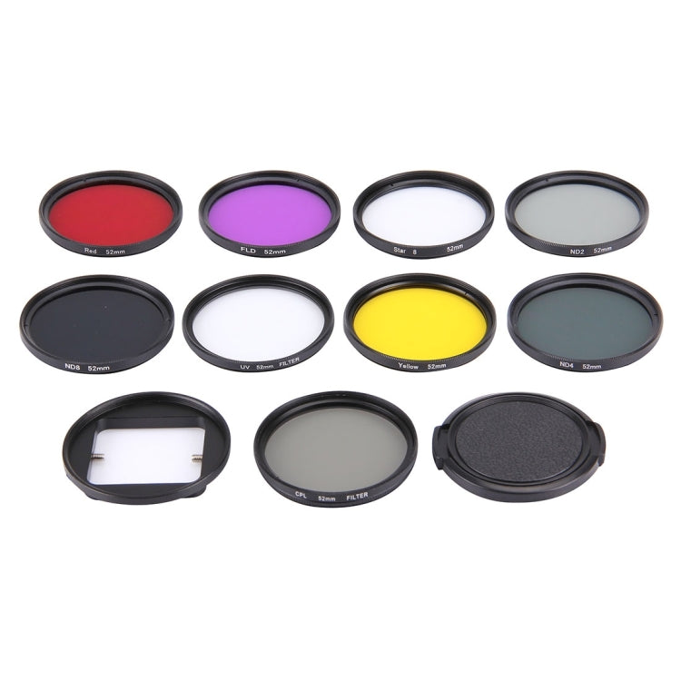 JUNESTAR 11 in 1 Proffesional 52mm Lens Filter(CPL + UV + ND8 + ND4 + ND2 + Star 8 + Red + Yellow + FLD / Purple) & Waterproof Housing Case Adapter Ring & Lens Protective Cap for GoPro HERO4 / 3+ / 3 & Xiaomi Xiaoyi Yi I / II 4K Sport Action Camera My Store