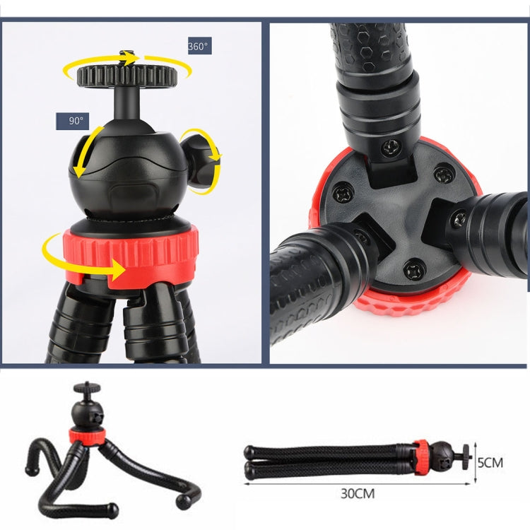 MZ305 Mini Octopus Flexible Tripod Holder with Ball Head for SLR Cameras, GoPro HERO10 Black / HERO9 Black / HERO8 Black /7 /6 /5 /5 Session /4 Session /4 /3+ /3 /2 /1, DJI Osmo Action, Xiaoyi and Other Action Cameras, Cellphone, Size:30cmx5cm