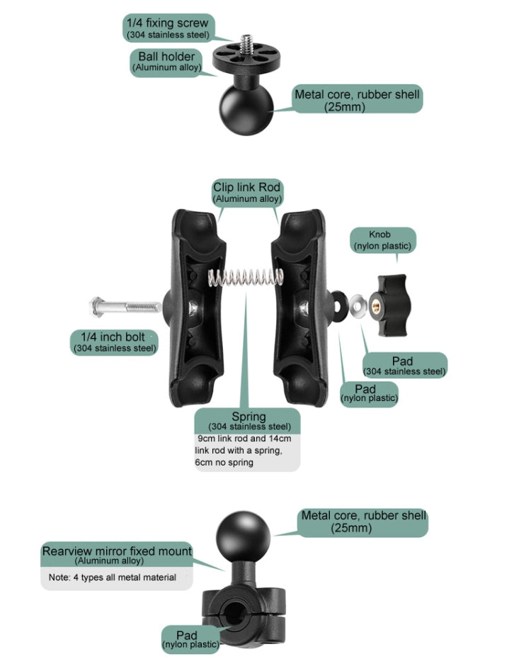 M10 9cm Connecting Rod Fixed Motorcycle Mount Holder with Tripod Adapter & Screw for GoPro Hero12 Black / Hero11 /10 /9 /8 /7 /6 /5, Insta360 Ace / Ace Pro, DJI Osmo Action 4 and Other Action Cameras My Store