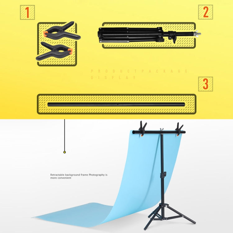 200x200cm T-Shape Photo Studio Background Support Stand Backdrop Crossbar Bracket Kit with Clips, No Backdrop