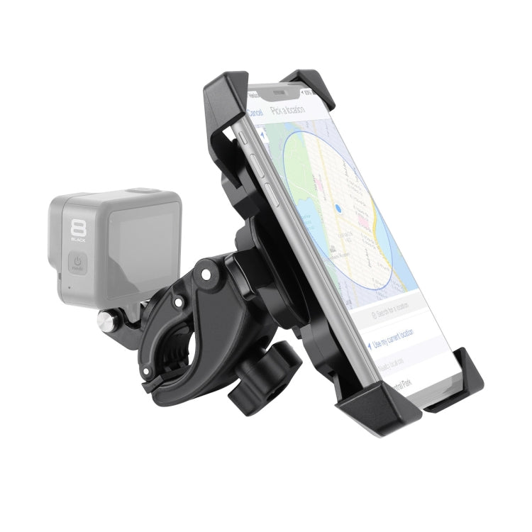 Handlebar Seatpost Pole Mount Bicycle GPS Navigation Bracket Phone Clamp for GoPro, Suitable for 4.0-6.5 inch Mobile Phones