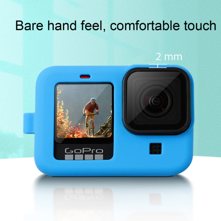 For GoPro HERO10 Black / HERO9 Black Silicone Protective Case Cover with Wrist Strap & Lens Cover