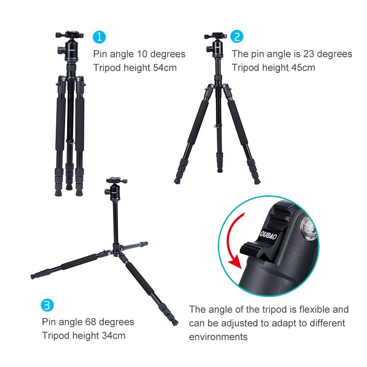 TRIOPO Oubao A-608S  Adjustable Portable  Aluminum Alloy Tripod with Ball Head for SLR Camera