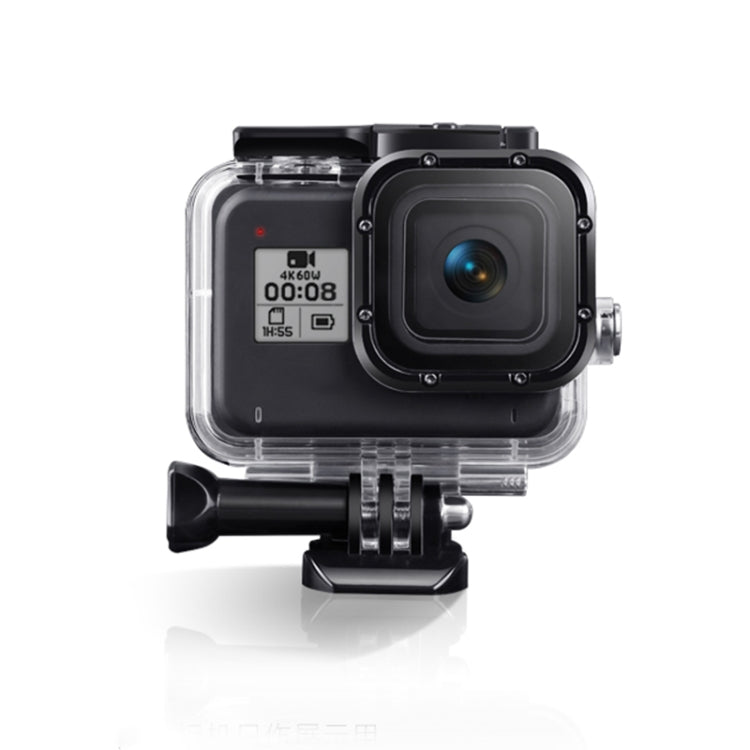 For GoPro HERO8 Black 45m Waterproof Housing Protective Case with Buckle Basic Mount & Screw & Floating Bobber Grip & Strap & Anti-Fog Inserts