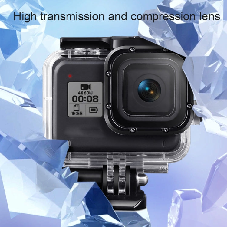 For GoPro HERO8 Black 45m Waterproof Housing Protective Case with Buckle Basic Mount & Screw & Floating Bobber Grip & Strap & Anti-Fog Inserts