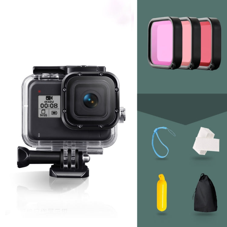 For GoPro HERO8 Black 45m Waterproof Housing Protective Case with Buckle Basic Mount & Screw & (Purple, Red, Pink) Filters & Floating Bobber Grip & Strap & Anti-Fog Inserts My Store