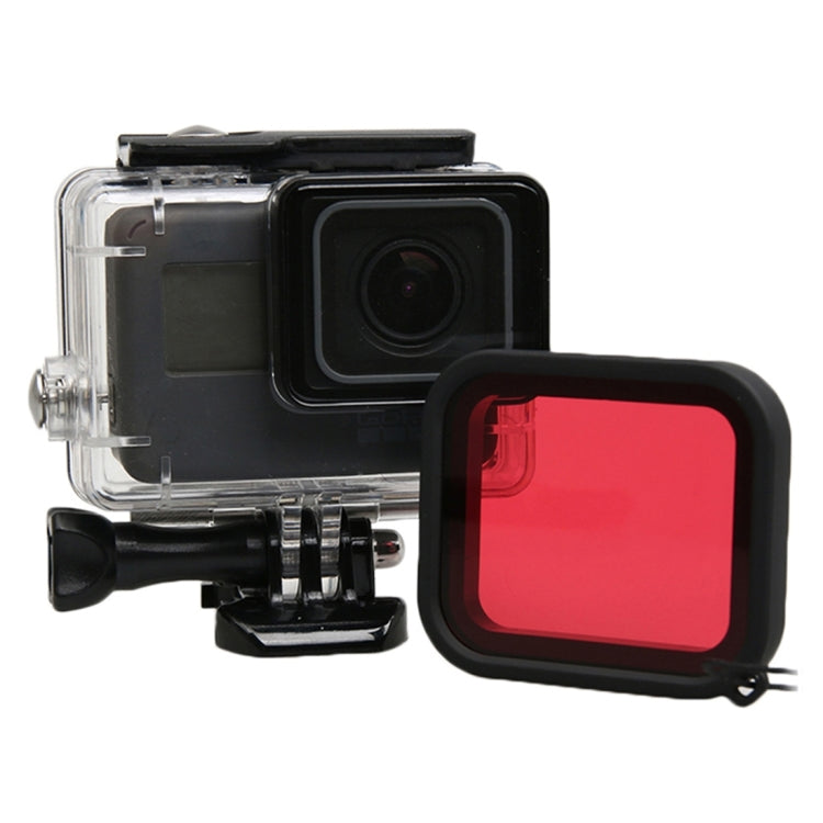 For GoPro HERO5 30m Waterproof PC & ABS Housing Protective Case + Camera Lens Red Quadrate Filter with Buckle Basic Mount & Long Screw & Anti-lost Hand Strap My Store