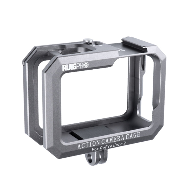 RUIGPRO for GoPro HERO10 Black / HERO9 Black Metal Border Frame Mount Protective Cage with Dual Cold Shoes Base