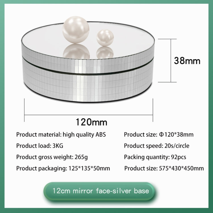 12cm 360 Degree Rotating Turntable Mirror Electric Display Stand Video Shooting Props Turntable, Load: 3kg