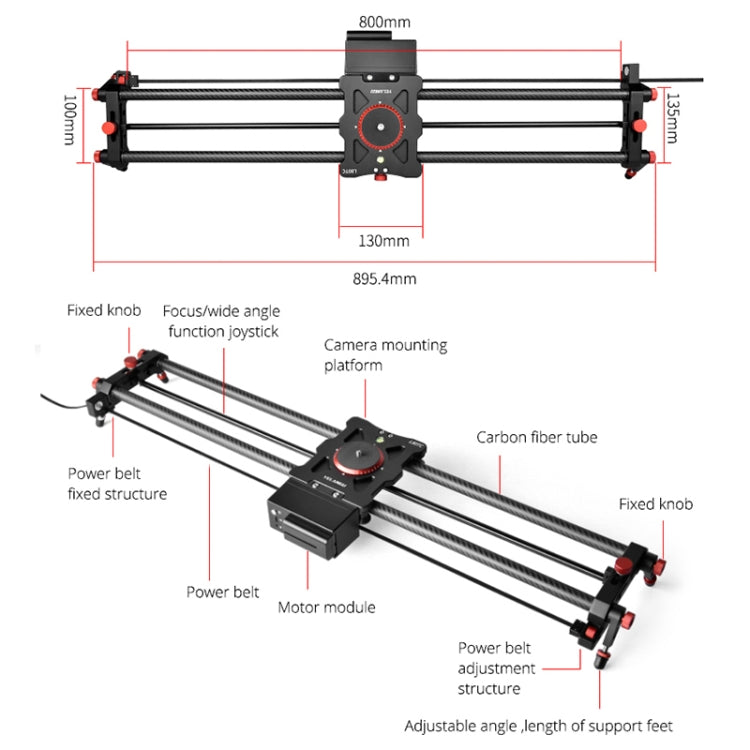 YELANGU L80TC 80cm Electrical Slide Rail Track with 2.4GHz Remote Control for SLR Cameras / Video Cameras