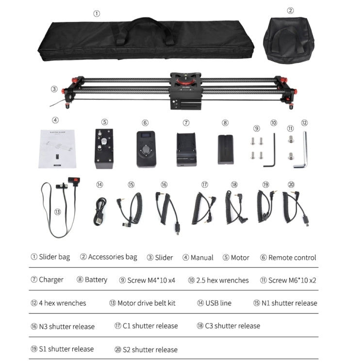 YELANGU L80TC 80cm Electrical Slide Rail Track with 2.4GHz Remote Control for SLR Cameras / Video Cameras