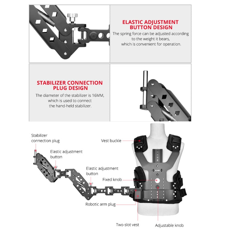 YELANGU B200-C1 Dual Shock-absorbing Arm Stabilizer Vest Camera Support System for DSLR & DV Digital Video Cameras