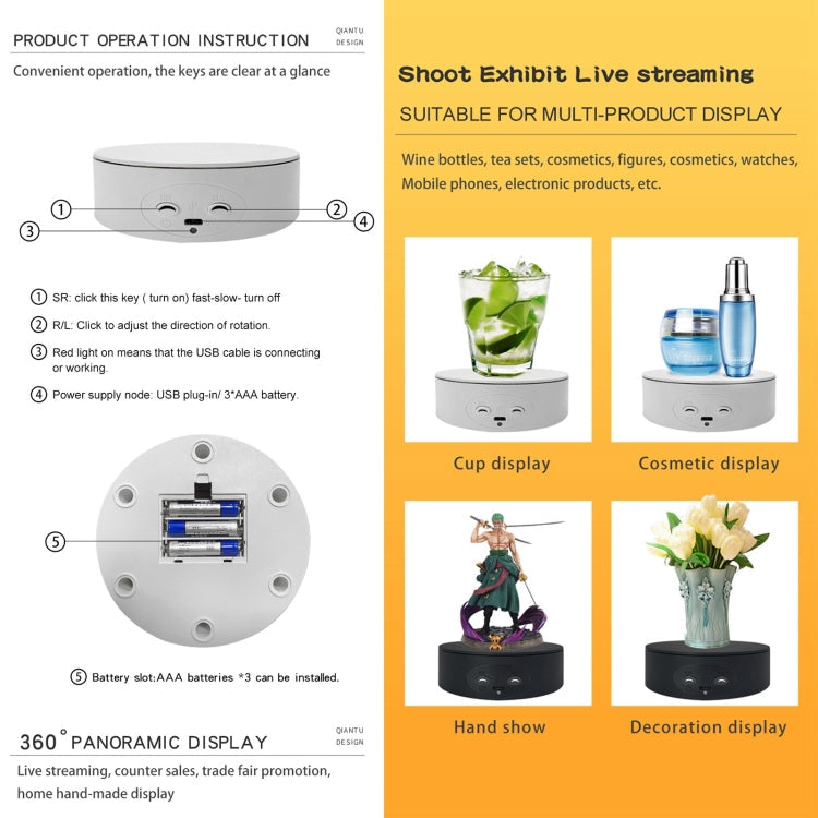 13cm Xiaoai Electric Rotating Turntable Display Stand Video Shooting Props Turntable