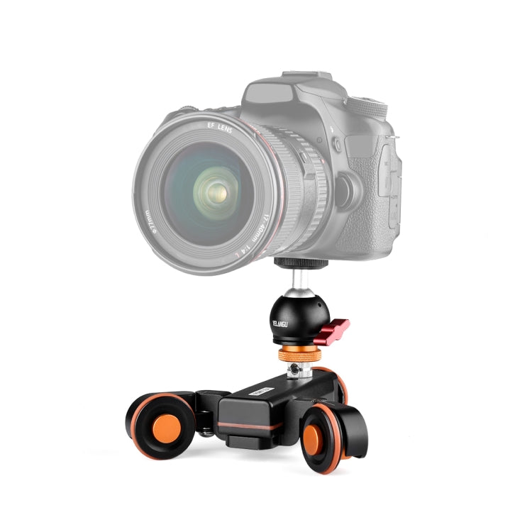 YELANGU L4X-BC Camera Wheel Dolly II Electric Track Slider 3-Wheel Video Pulley Rolling Dolly Car with Ballhead, Load: 3kg My Store