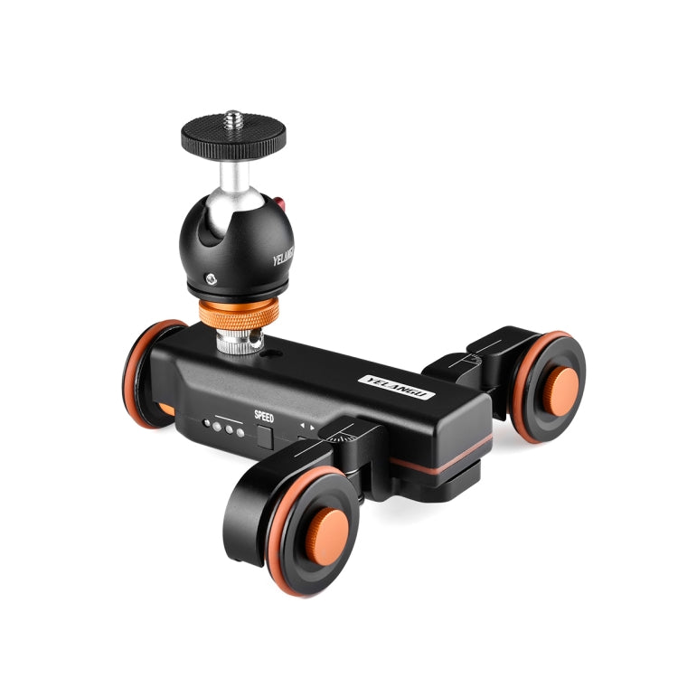 YELANGU L4X-BC Camera Wheel Dolly II Electric Track Slider 3-Wheel Video Pulley Rolling Dolly Car with Ballhead, Load: 3kg My Store