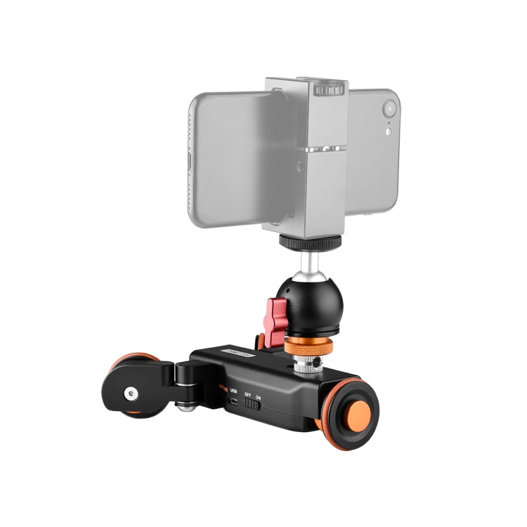 YELANGU L4X-BC Camera Wheel Dolly II Electric Track Slider 3-Wheel Video Pulley Rolling Dolly Car with Ballhead, Load: 3kg My Store