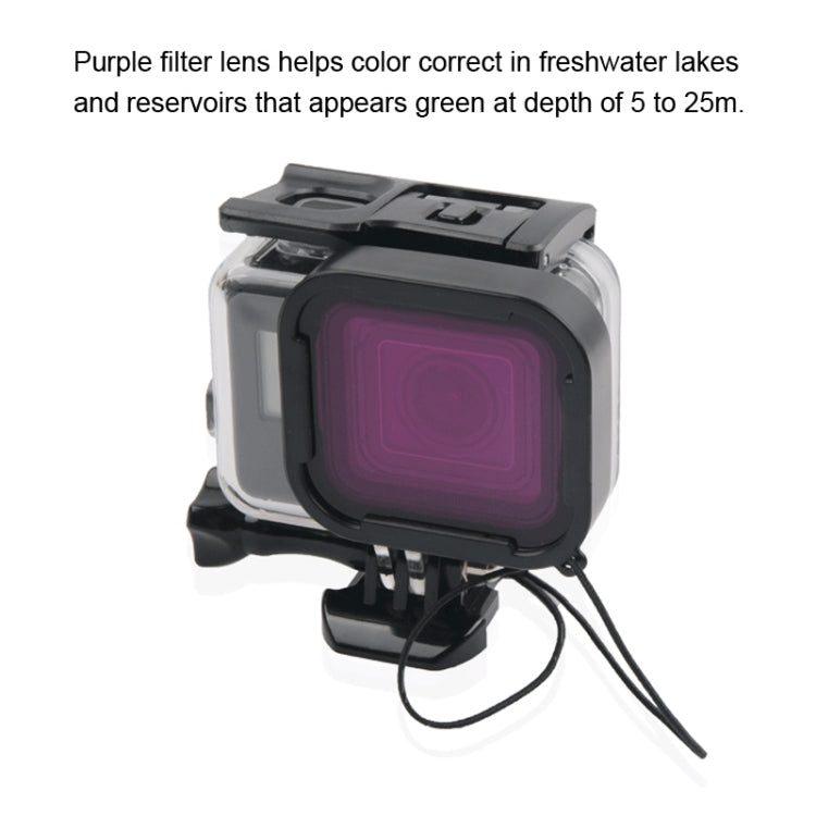 45m Waterproof Housing Protective Case + Touch Screen Back Cover for GoPro NEW HERO /HERO6 /5, with Buckle Basic Mount & Screw & (Purple, Red, Pink) Filters, No Need to Remove Lens