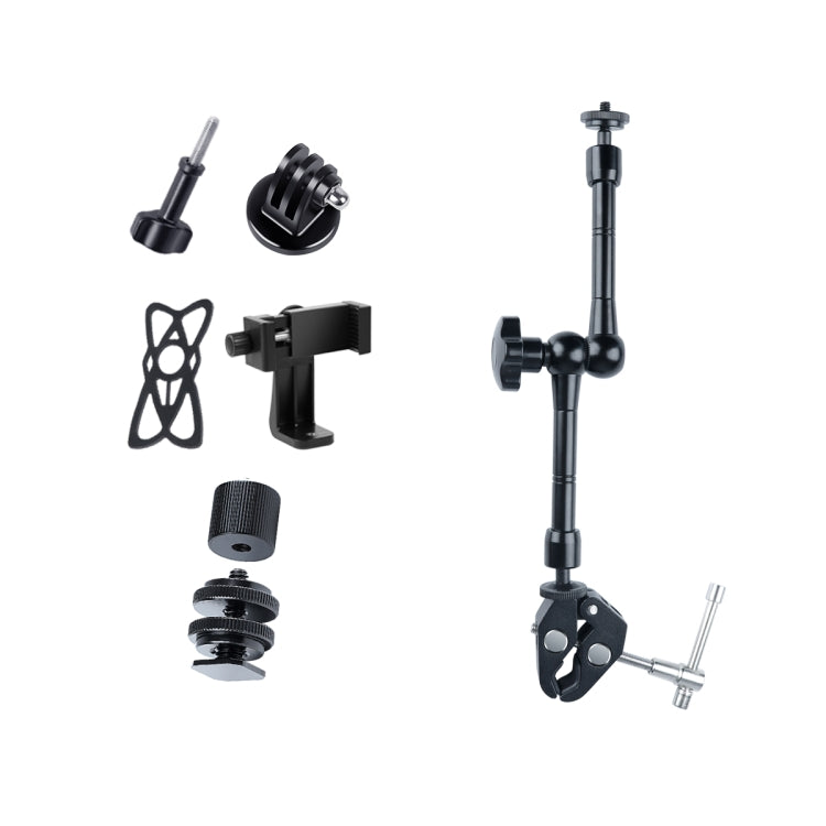 11 inch Adjustable Friction Articulating Magic Arm + Large Claws Clips with Phone Clamp