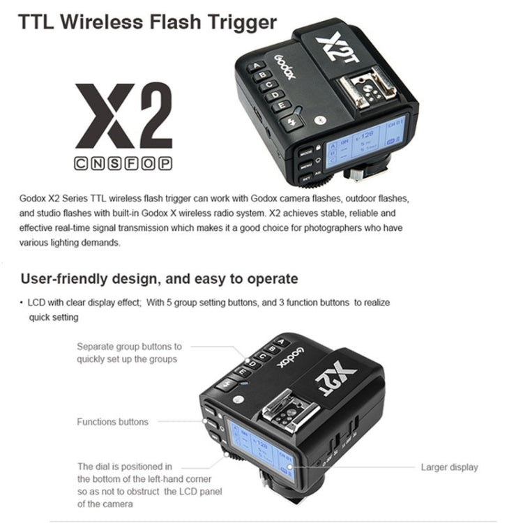 Godox X2T-S E-TTL II Bluetooth Wireless Flash Trigger for Sony