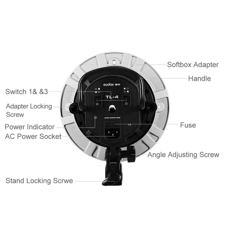 Godox TL-4 4 in 1 E27 Socket Tricolor Bulb Light Lamp Head Mount My Store