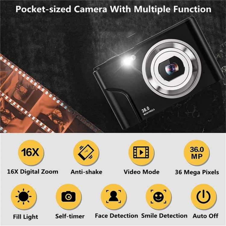 DC311 2.4 inch 36MP 16X Zoom 2.7K Full HD Digital Camera Children Card Camera, US Plug