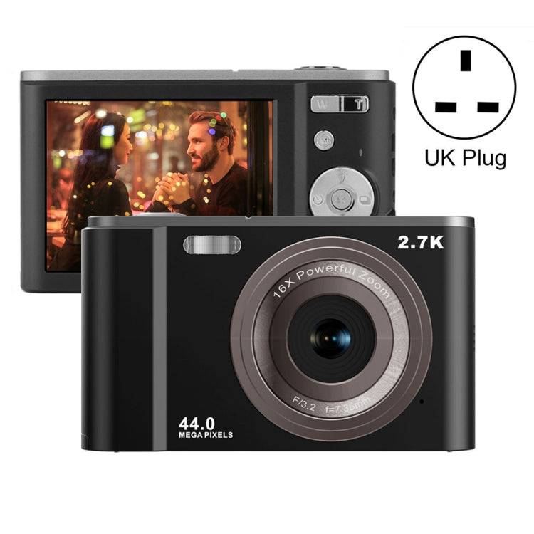 DC302 2.88 inch 44MP 16X Zoom 2.7K Full HD Digital Camera Children Card Camera, UK Plug