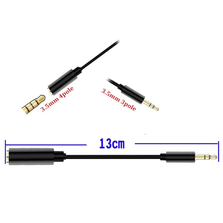 5 PCS 13cm Metal 3.5mm Audio 4 Pole Female to 3 Pole Male Microphone Adapter Cable My Store