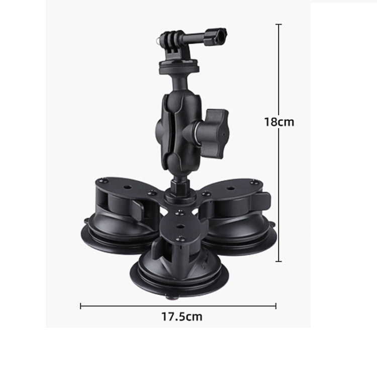 Triangle Suction Cup Mount Holder with Tripod Adapter & Steel Tether & Safety Buckle