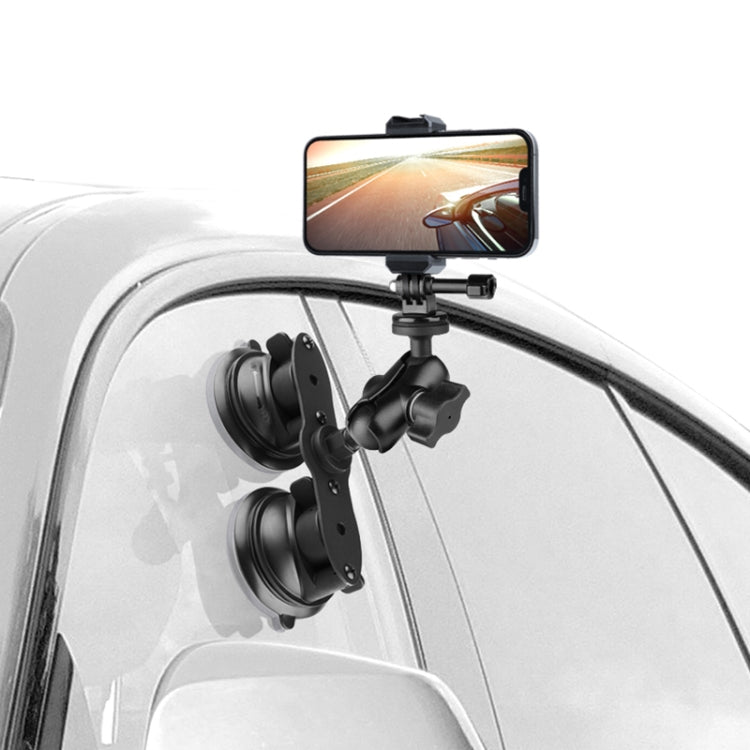 Triangle Suction Cup Mount Holder with Tripod Adapter & Steel Tether & Safety Buckle