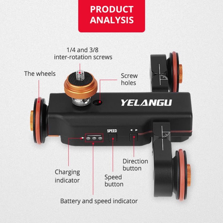 YELANGU L4X Camera Wheel Dolly + PC03 Phone Clamp with Remote, Load: 3kg My Store