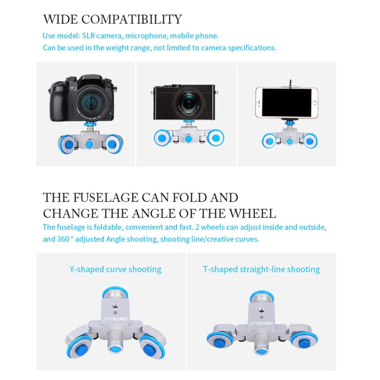 YELANGU L3 Camera Wheels Autodolly Electric Track Slider Car, Load: 6kg My Store