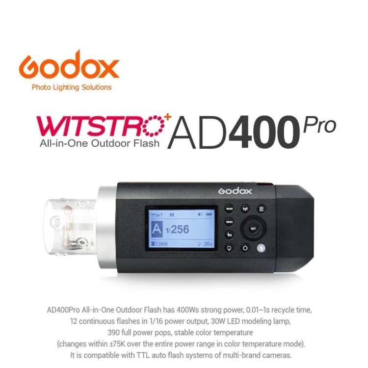 Godox  AD400 Pro WITSTRO 400Ws All-in-One Outdoor Flash 2.4GHz Speedlite Light