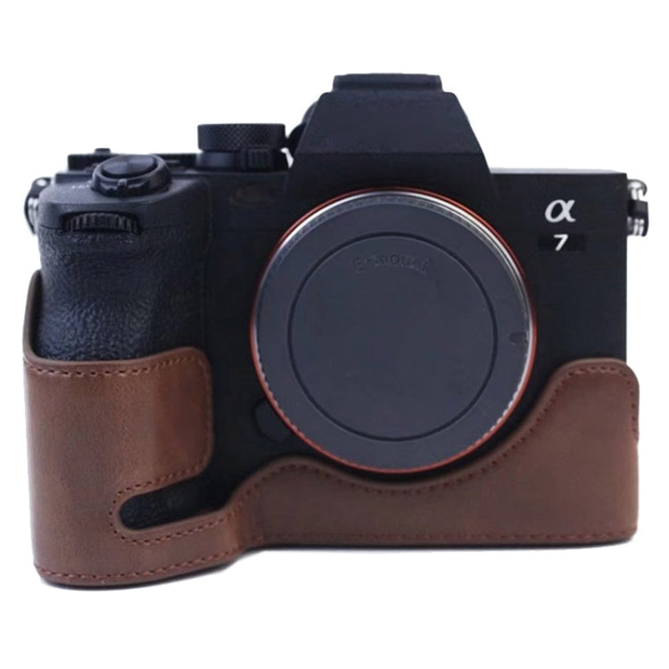 1/4 inch Thread PU Leather Camera Half Case Base for Sony A7 IV