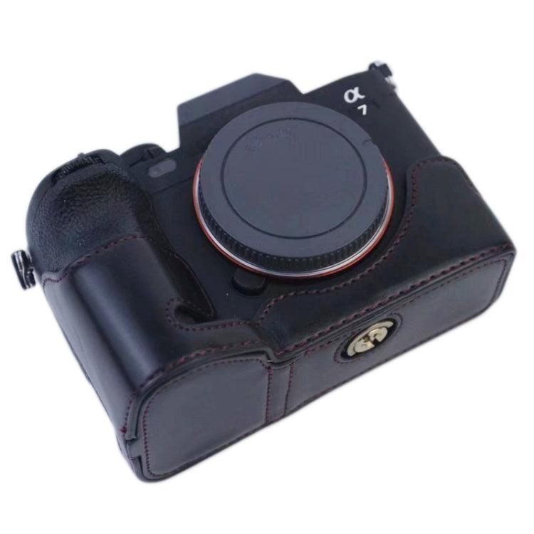 1/4 inch Thread PU Leather Camera Half Case Base for Sony A7 IV