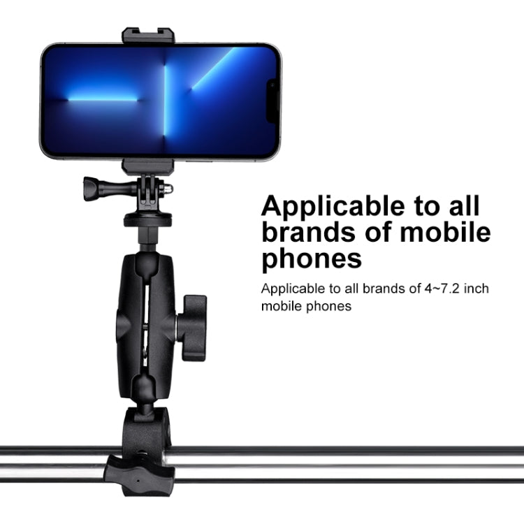 360 Rotation Adjustable Action Camera Bike Motorcycle Handlebar Holder with Phone Clamp