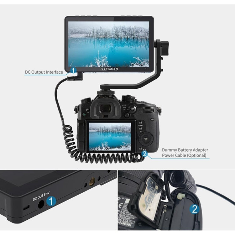 FEELWORLD F5 Pro V4 6 inch Touch Screen DSLR Camera Field Monitor 3D LUT 4K HDMI Input Output Tilt Arm