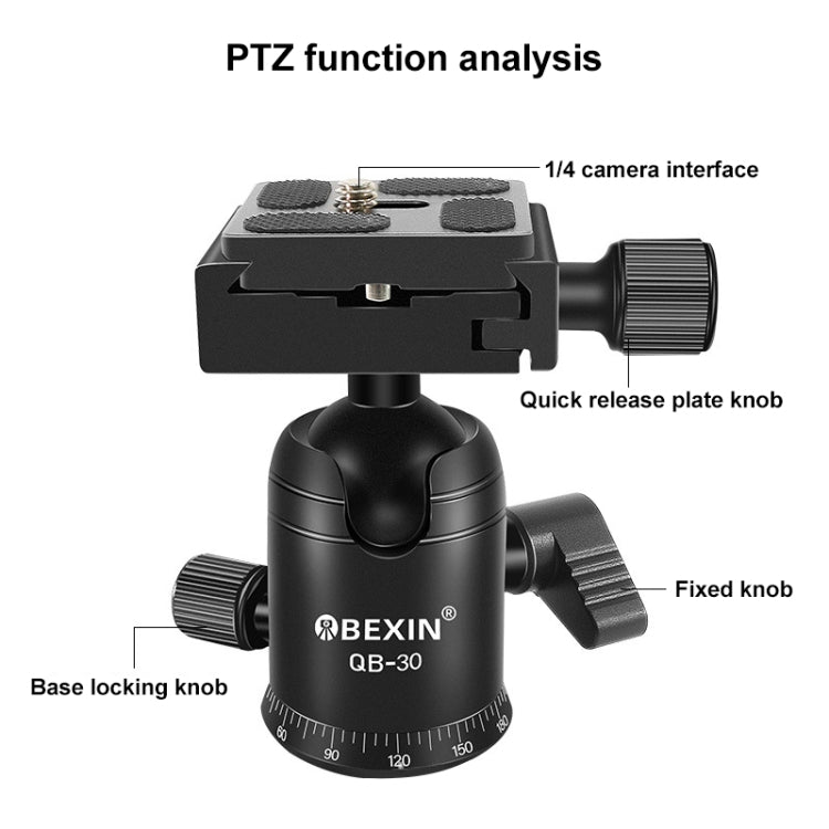 BEIXIN QB-30  360 Degree Rotation Panorama Metal Ball Head with Quick Release Plate