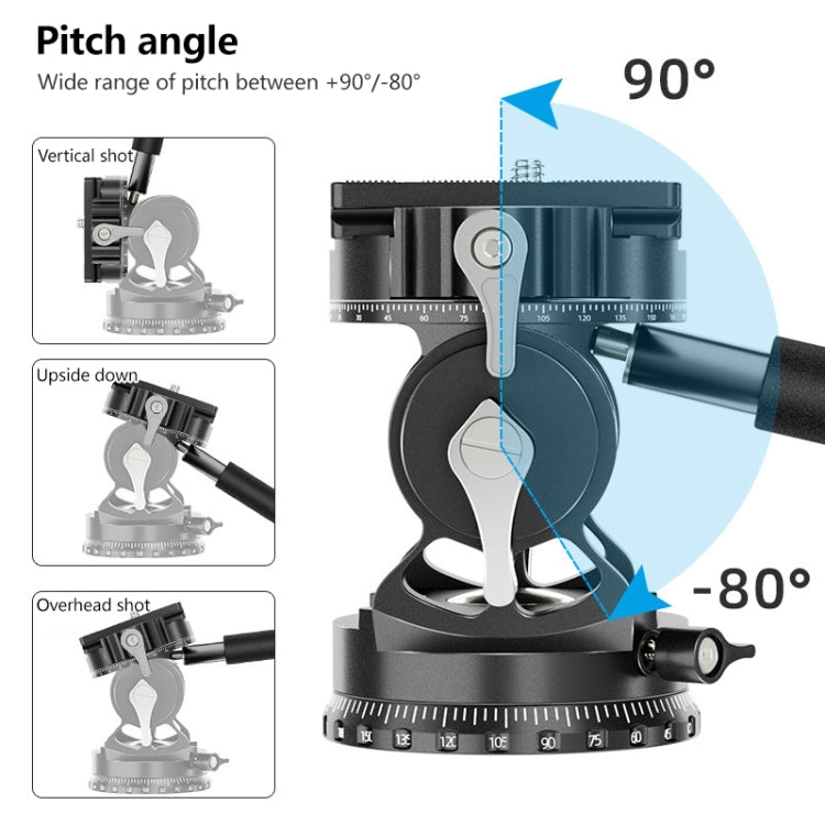 BEXIN DT-02R/S 2D 720 Degree Panorama Heavy Duty Tripod Action Fluid Drag Head with Quick Release Plate