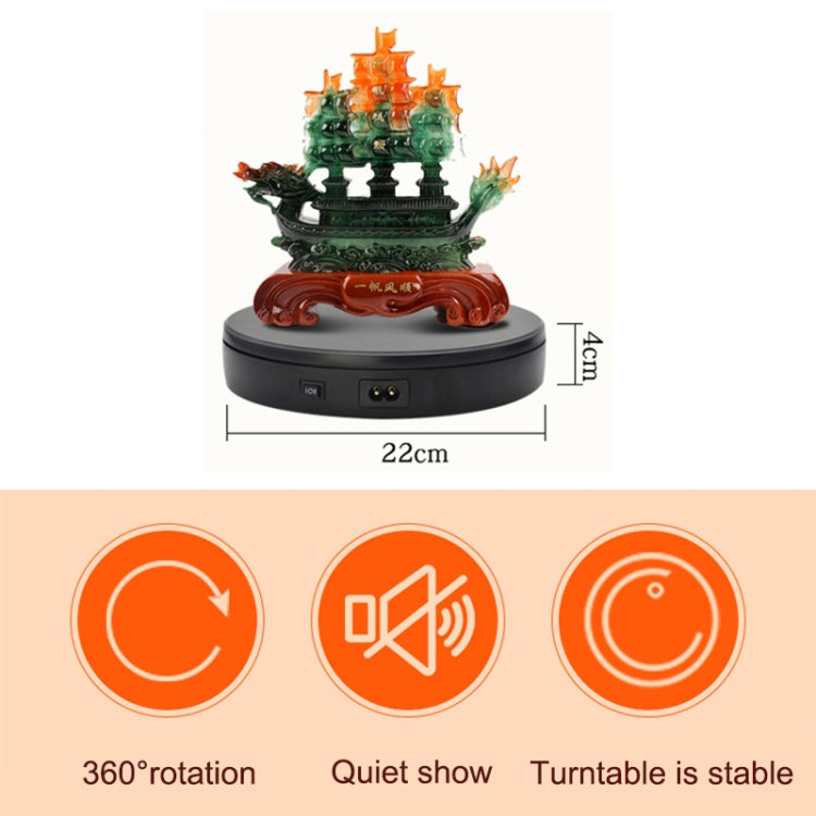 22cm Electric Rotating Turntable Display Stand Live Video Shooting Props Turntable Jewelry Shoes Display Platform, EU Plug