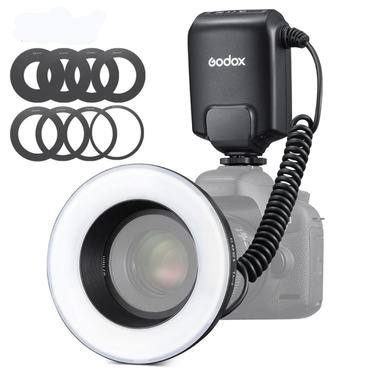 Godox ML-150II On-camera Macro Ring Flash Light with 8 Different Size Adapter Rings