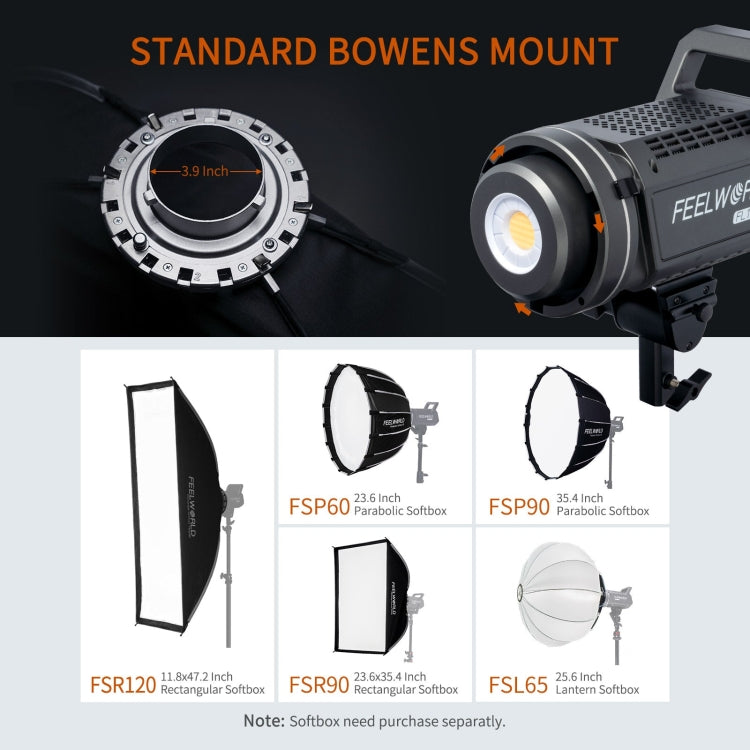 FEELWORLD FL125B 125W Bi-color Point Source Video Light, Bluetooth APP Control