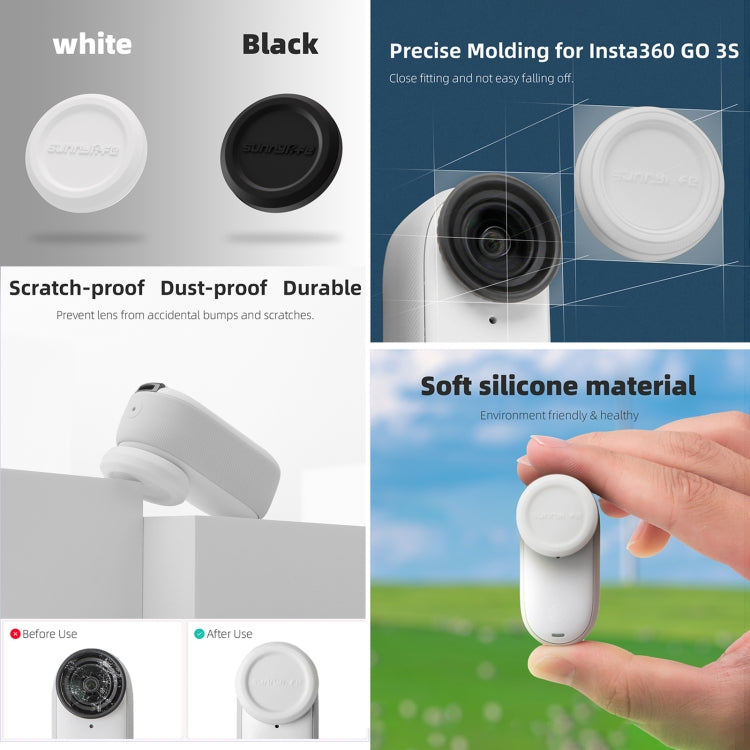 For Insta360 GO 3S Sunnylife 2pcs Black and White Scratch-resistant Lens Protective Cap My Store