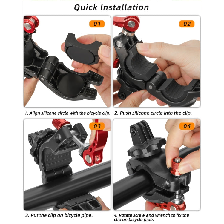 Sunnylife Sports Camera Universal Bicycle Clamp 360 Rotation 19-35mm Clip for DJI Action / Insta360 / GoPro