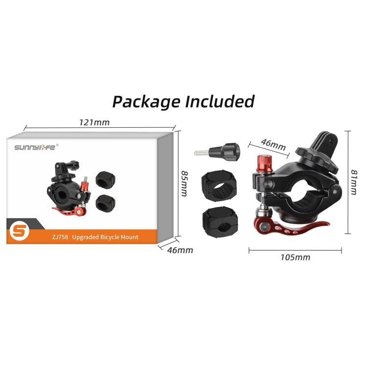 Sunnylife Sports Camera Universal Bicycle Clamp 360 Rotation 19-35mm Clip for DJI Action / Insta360 / GoPro