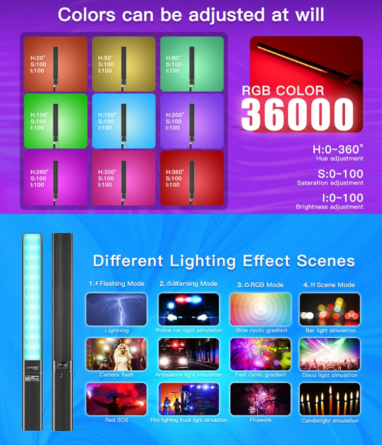 LUXCeO P6 RGB Colorful Photo LED Stick Video Light Handheld APP Control Full Color LED Fill Light