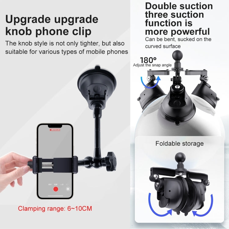 Dual-leg Suction Cup Articulating Friction Magic Arm Phone Clamp Mount