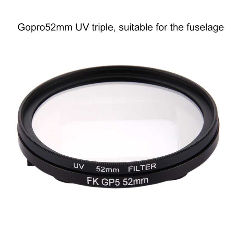 52mm 3 in 1 Round Circle UV Lens Filter with Cap for GoPro HERO7 Black/6 /5