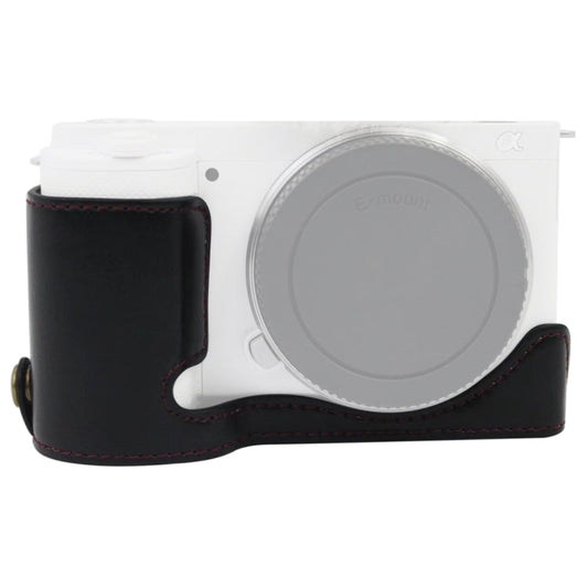 1/4 inch Thread PU Leather Camera Half Case Base for Sony ZV-E10 / ZV-E10L