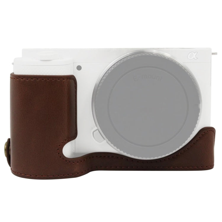 1/4 inch Thread PU Leather Camera Half Case Base for Sony ZV-E10 / ZV-E10L