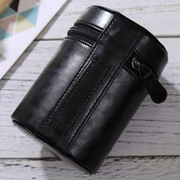 Medium Lens Case Zippered PU Leather Pouch Box for DSLR Camera Lens, Size: 13x9x9cm My Store